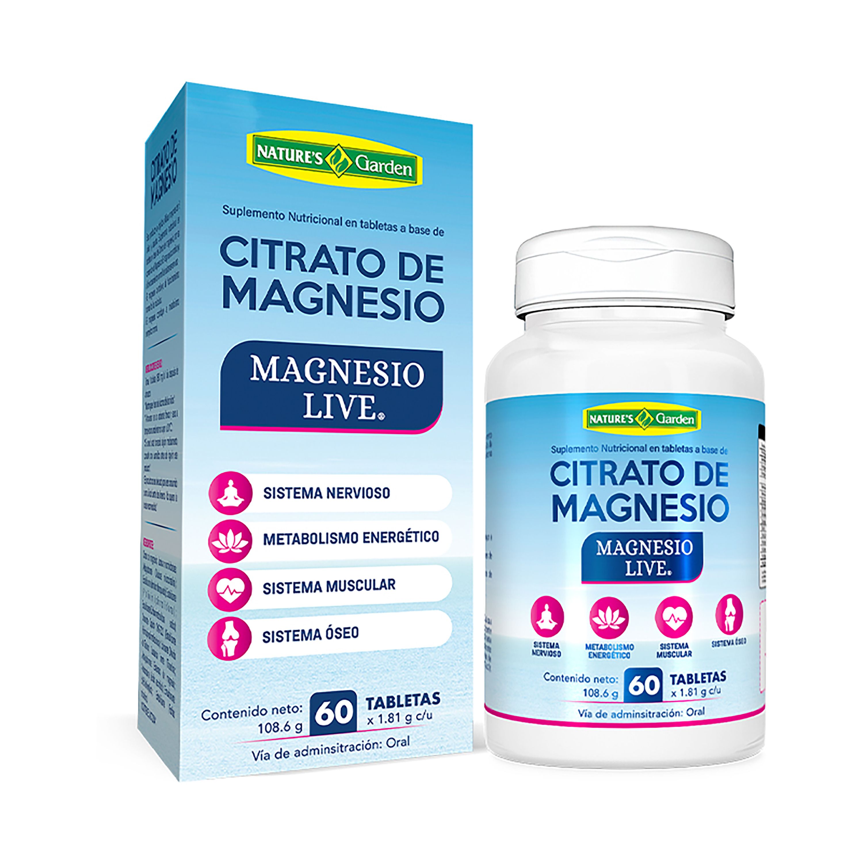 Citrato De Magnesio Natures Garden 60ea-Precio indicado por calcio/magnesio