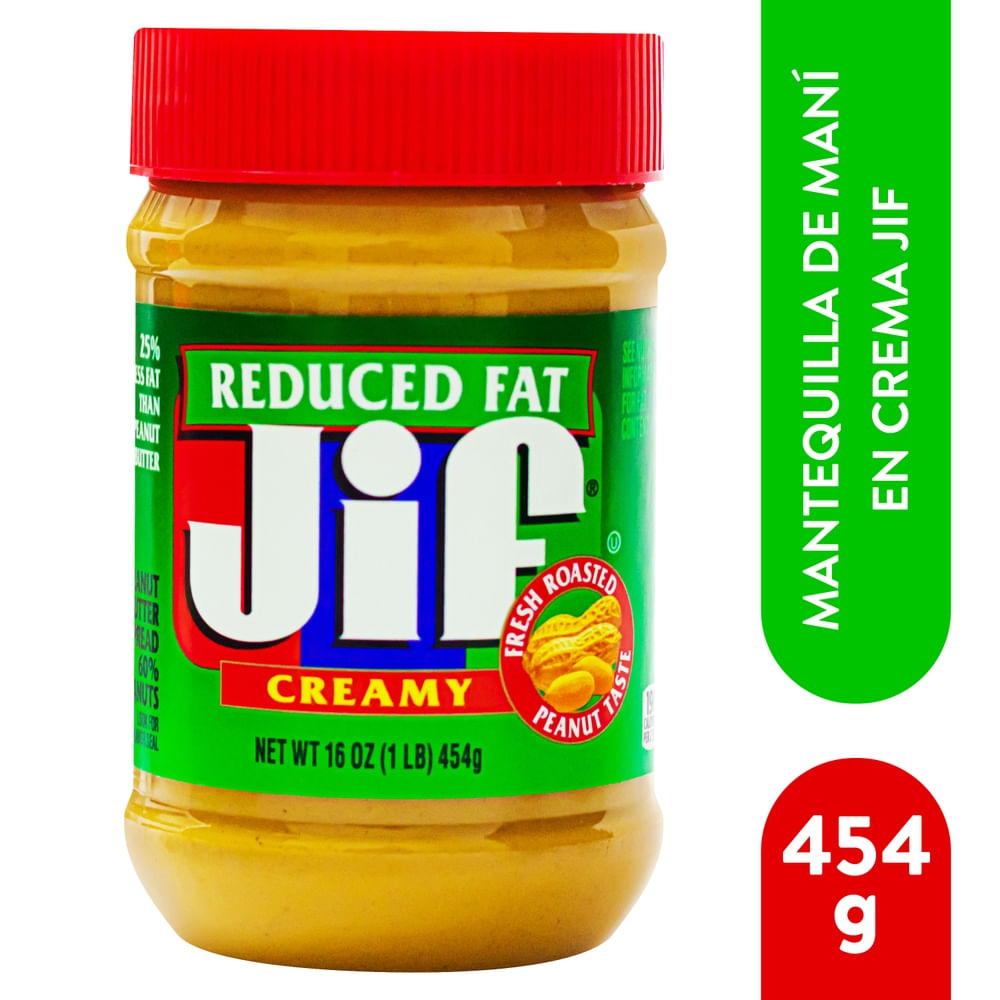 Mantequilla de maní Jif cremosa baja en grasa - 454 g
