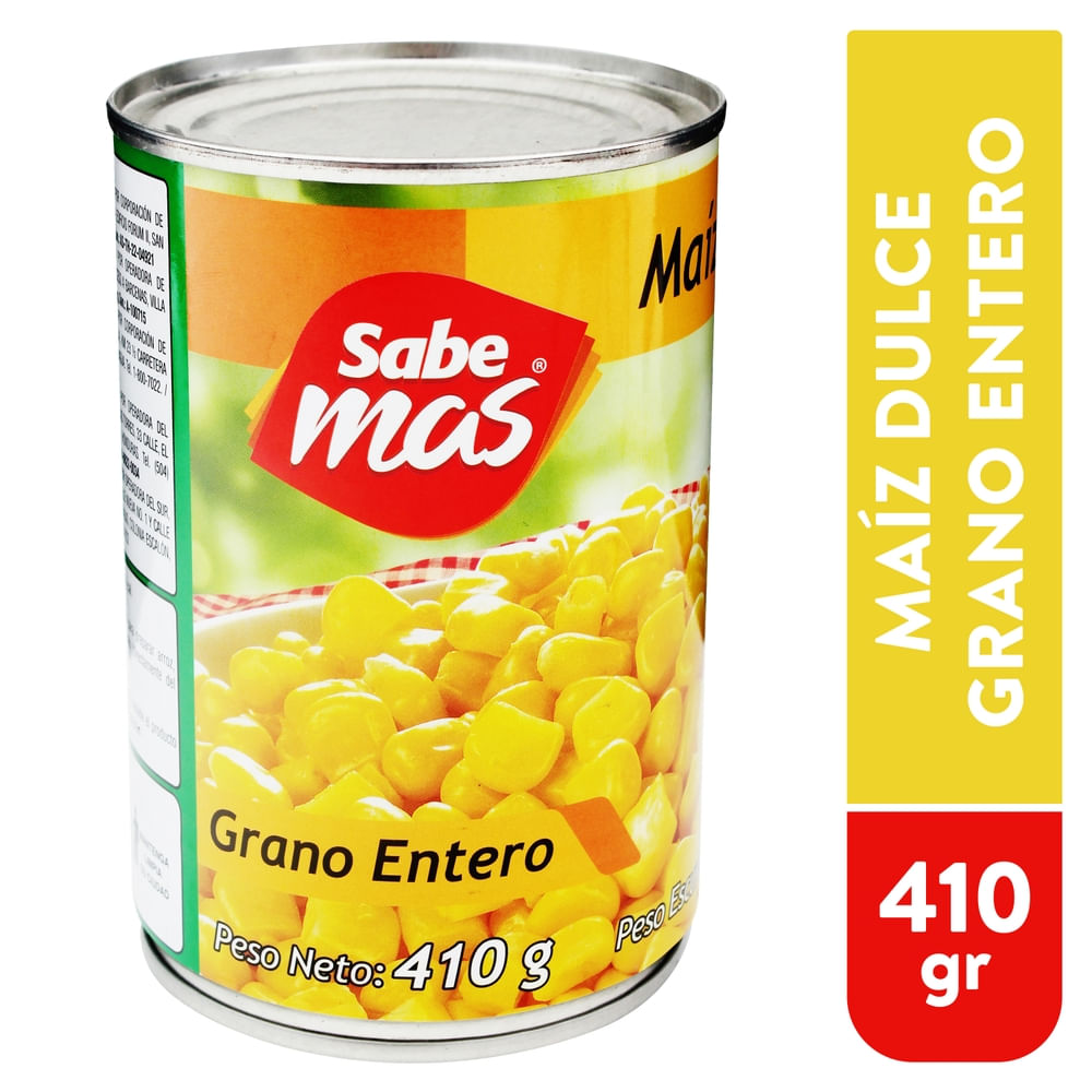 Maíz Dulce Sabemas Grano Entero - 410 g