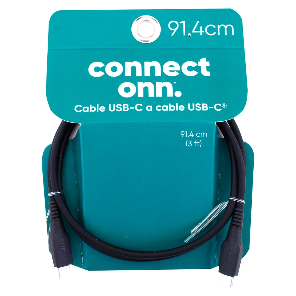 Cable Onn USB-C a USB-C de silicona negro