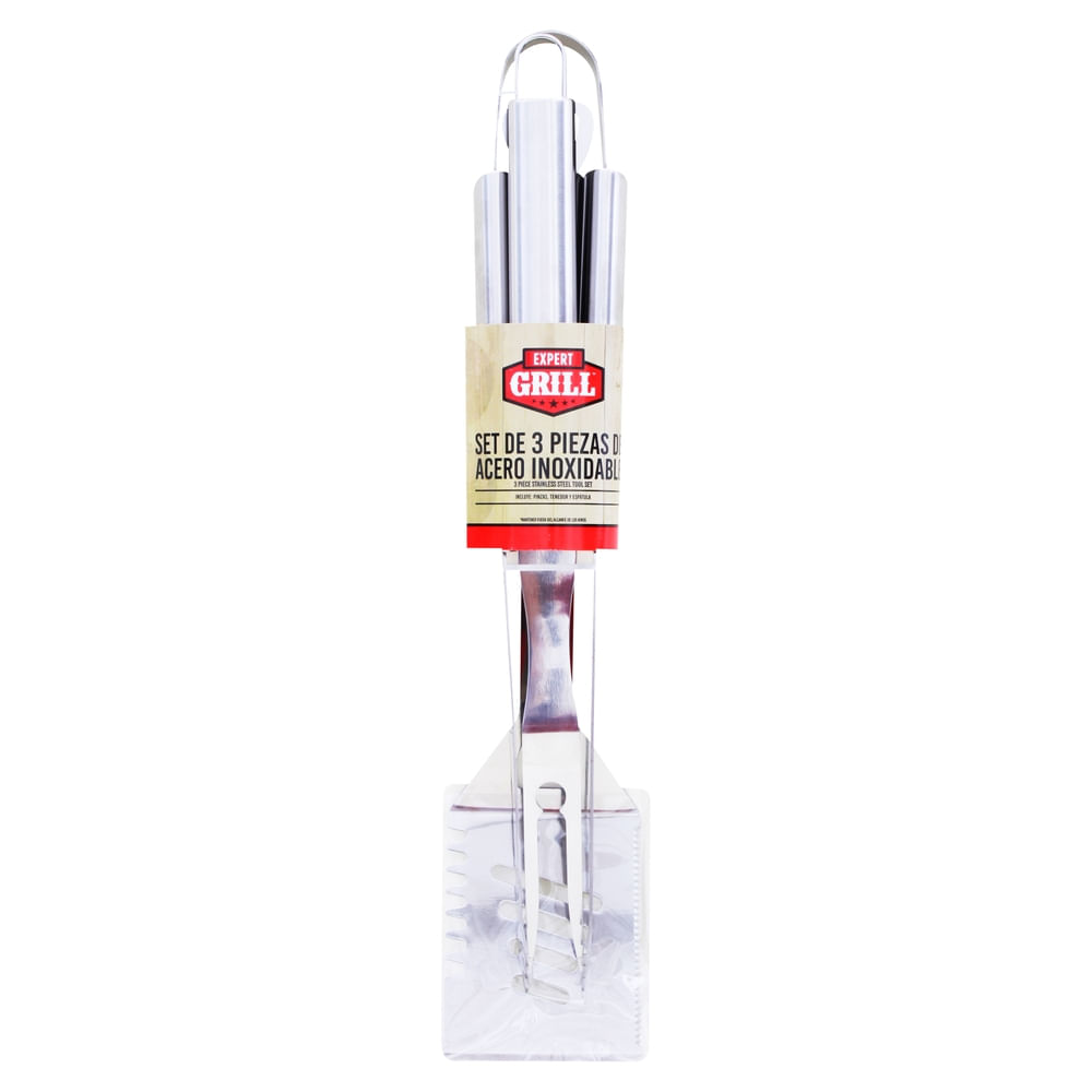 Juego parrillero Expert Grill acero inoxidable -3 pzas