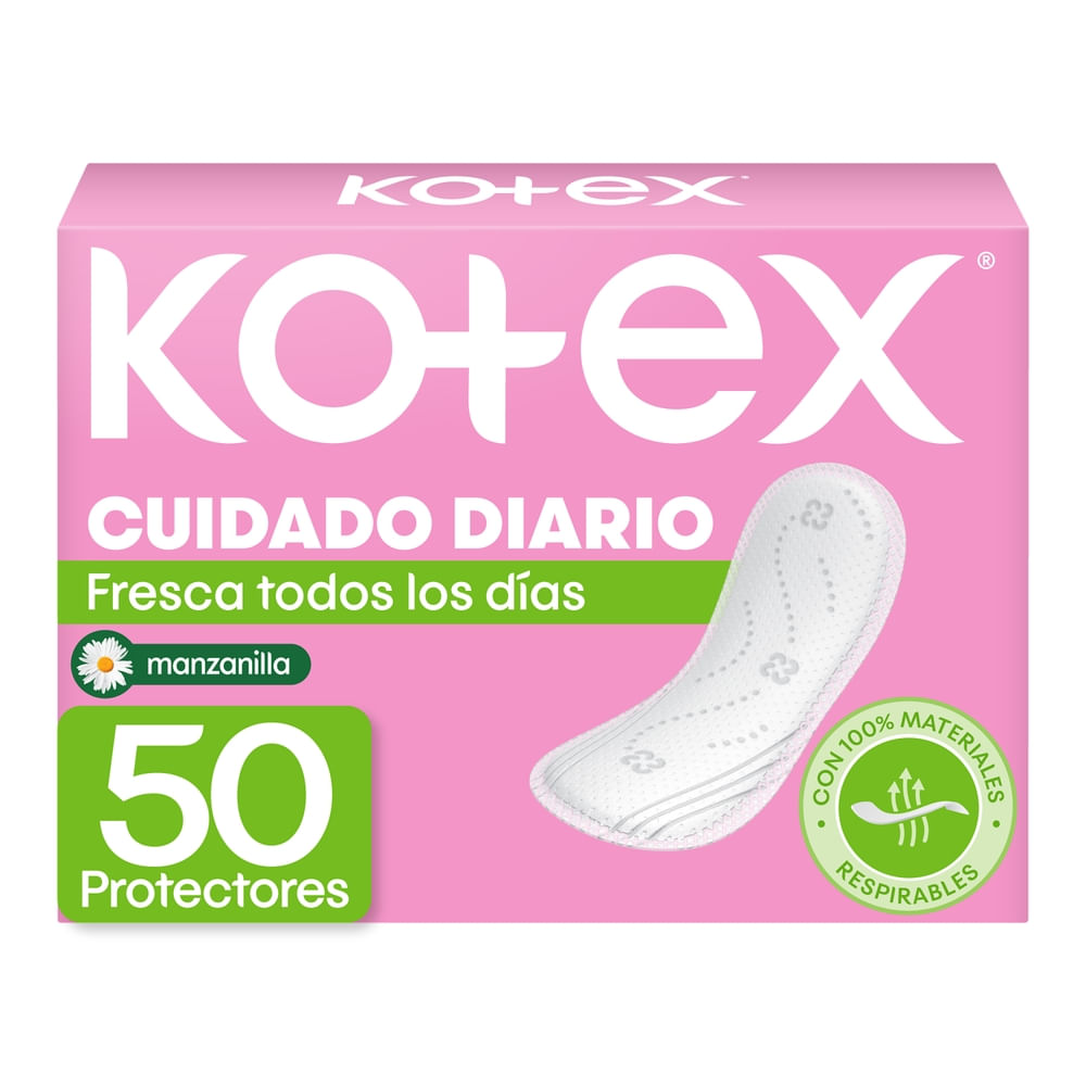Protectores Kotex Cuidado Diario Manzanilla - 50 Unidades