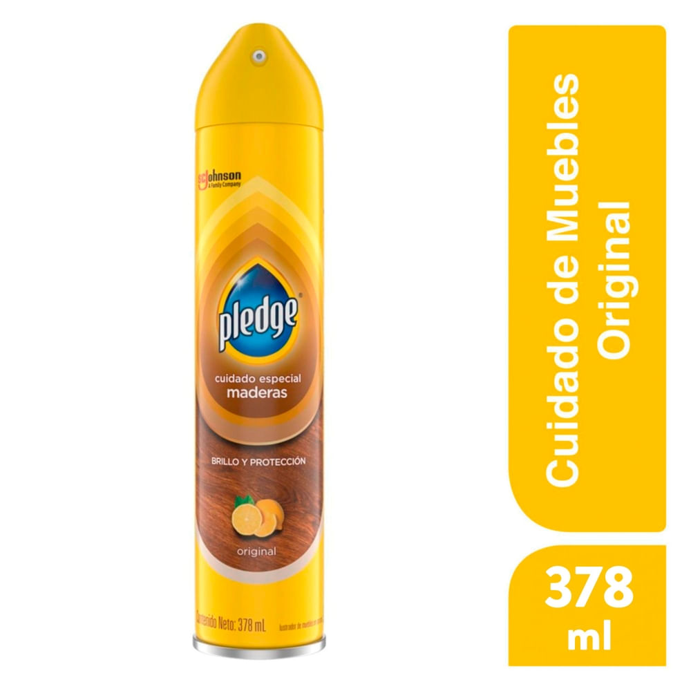 Lustrador Pledge Cuidado De Muebles Aroma Original Brillo y protección a Madera - 378 ml