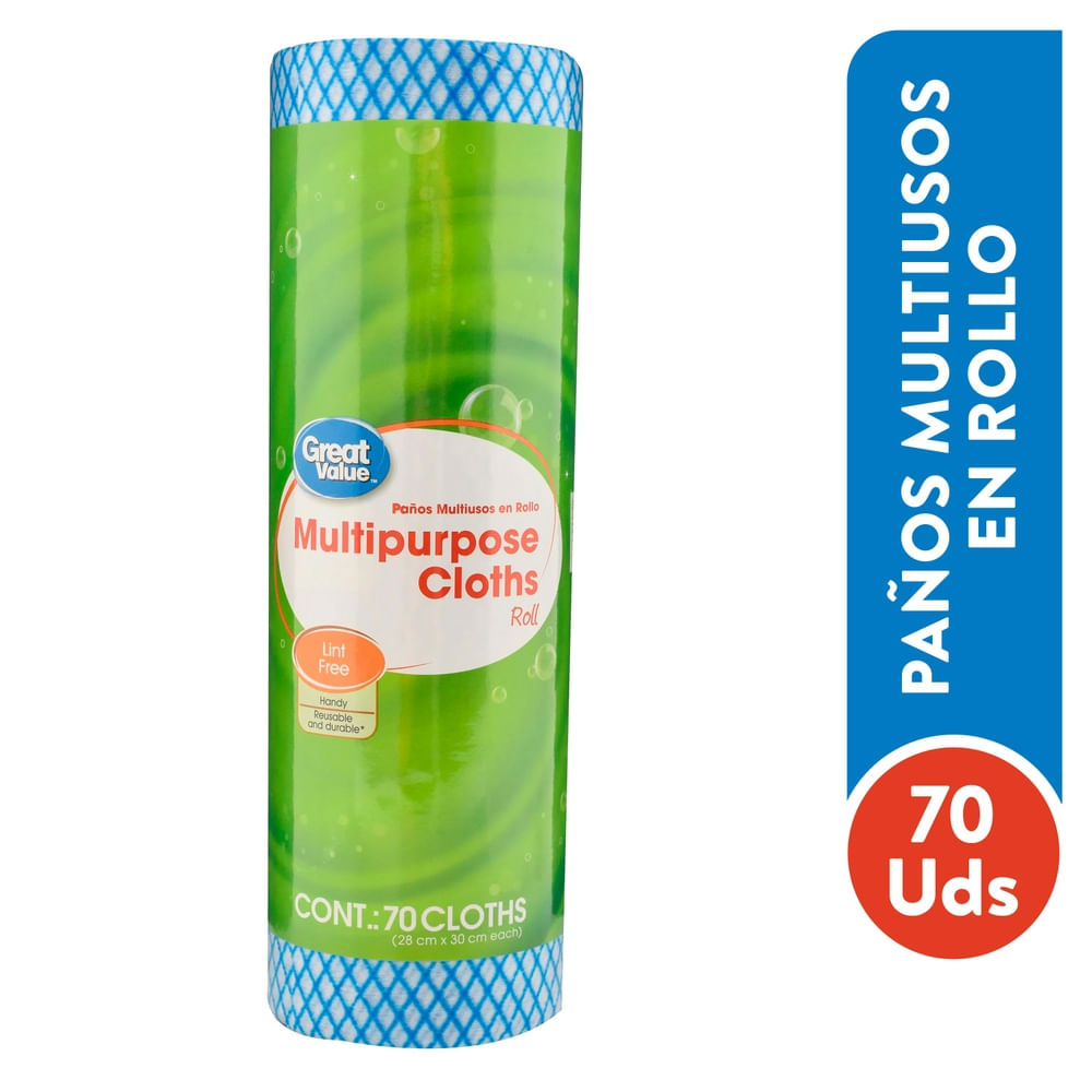 Telas Great Value Multiusos Rollo 1 Unidad- 70 Hojas
