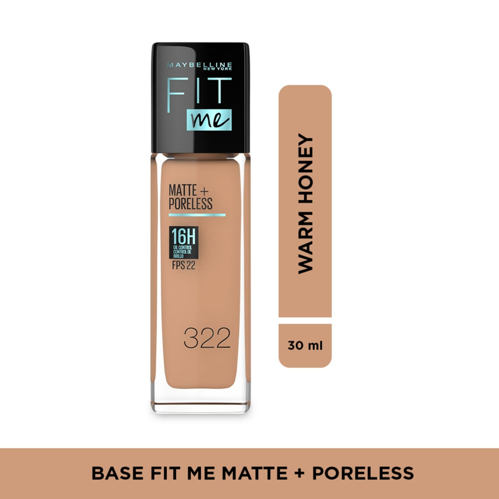 Base Maybellin Fit Me Matte Tono Miel 322 - 30 ml