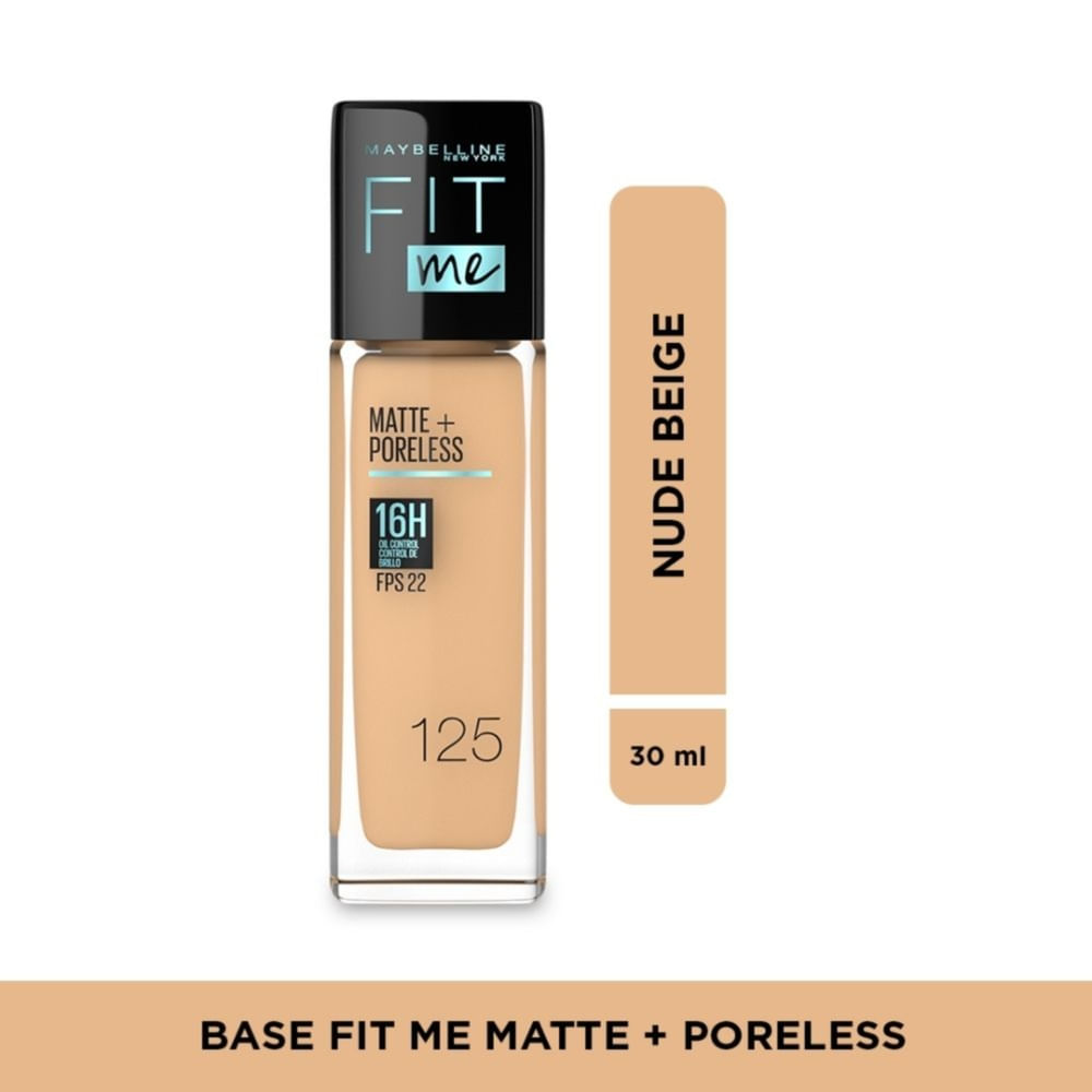Base Fit Me Matte Poreless Maybelline NY Tono Nude Beige 125 - 30 ml