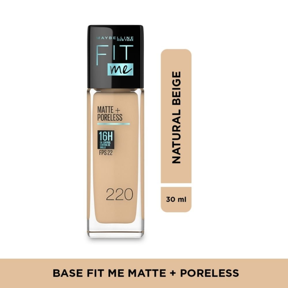 Base Fit Me Matte Poreless Maybelline NY Tono 220 Natural Beige - 30 ml