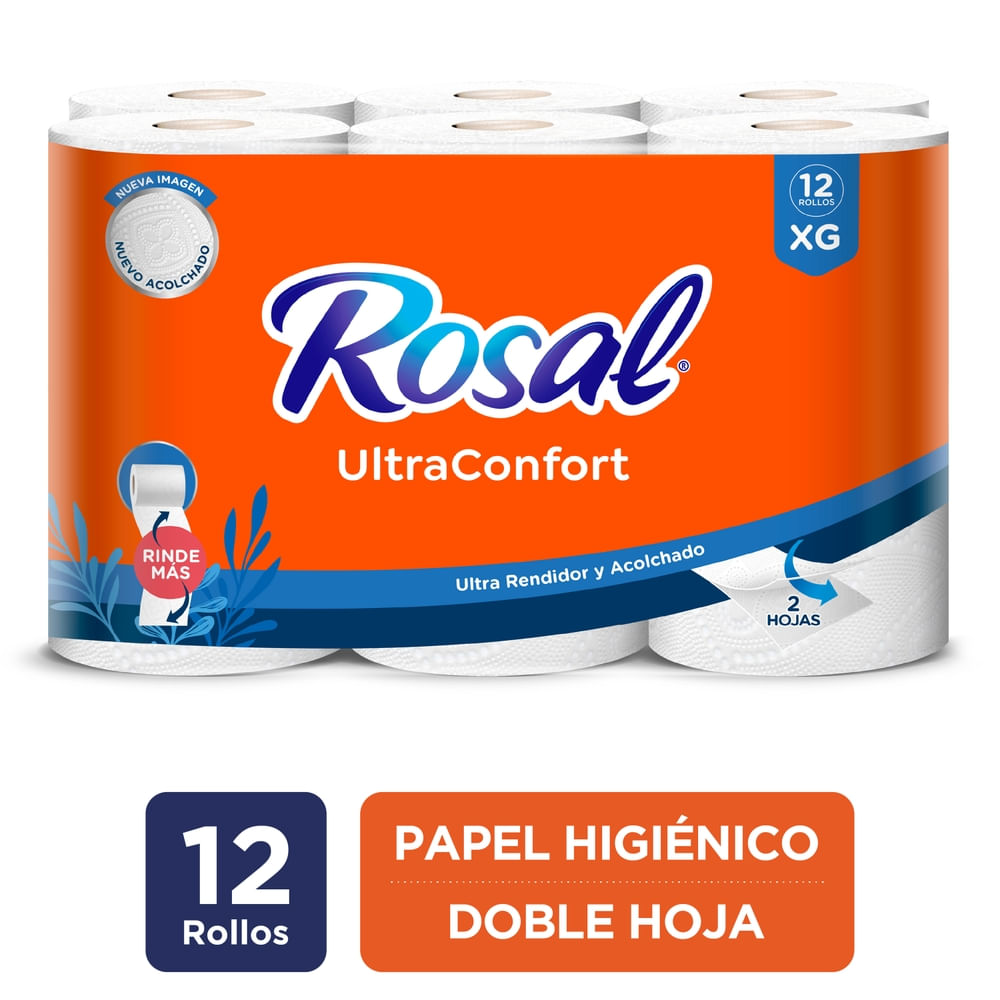 Papel Higiénico Rosal Plus XG Doble Hoja - 12 Rollos