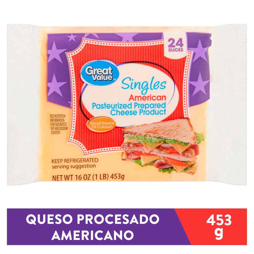Queso Great Value procesado americano - 454 g