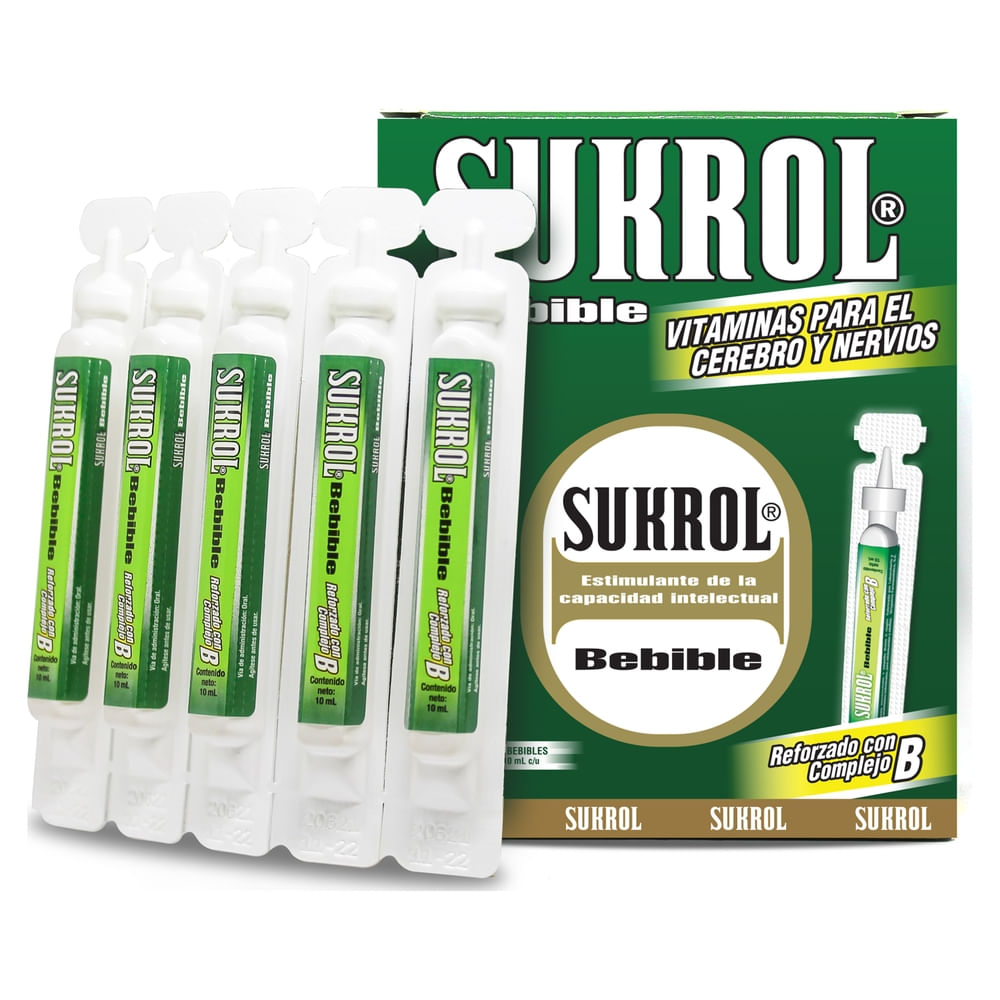 Ampollas Bebible Vitamínicas Sukrol - 10 Ampollas-Precio indicado por memoria/neural