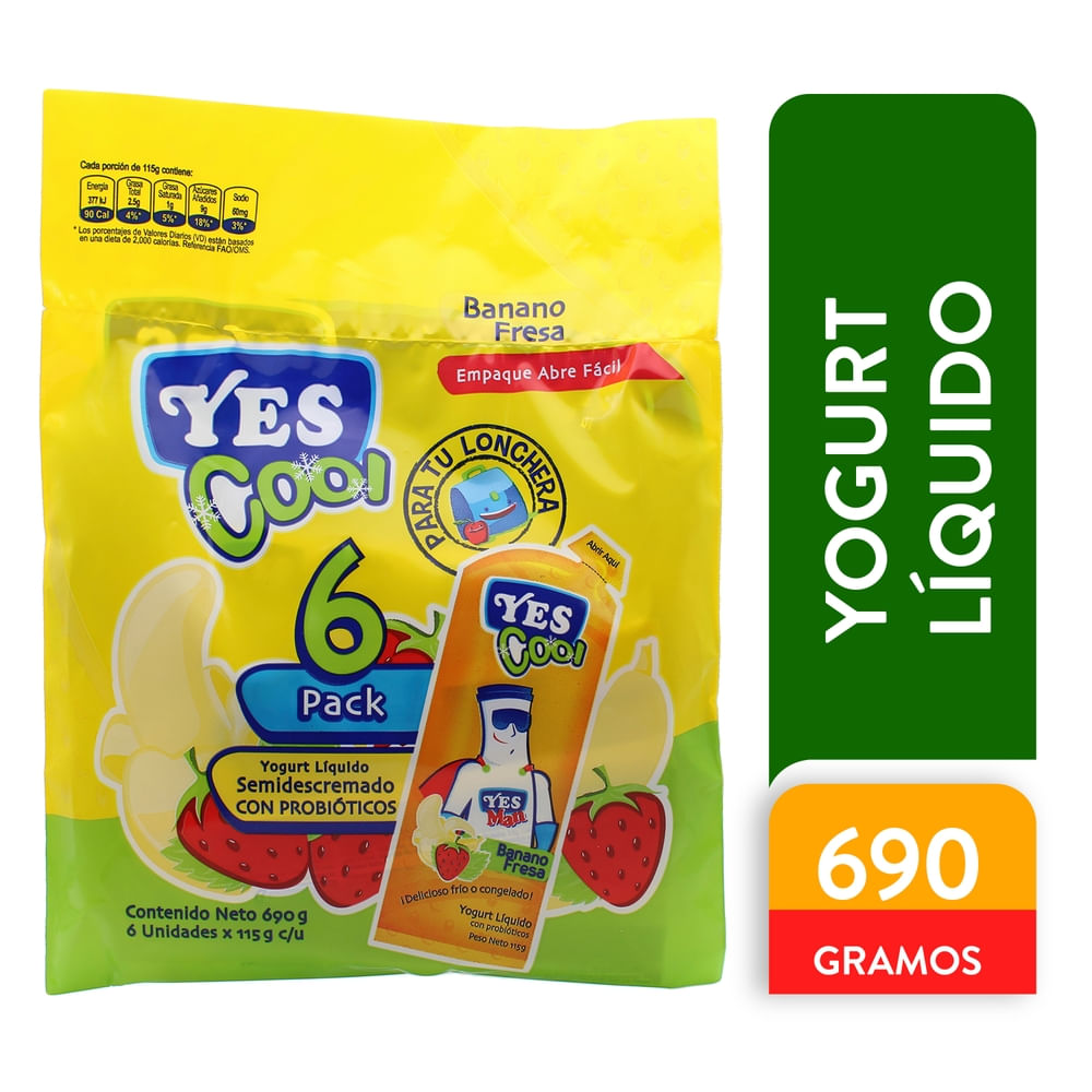 Yogurt Yes Cool Banana Fresa 6 Pack - 690 g