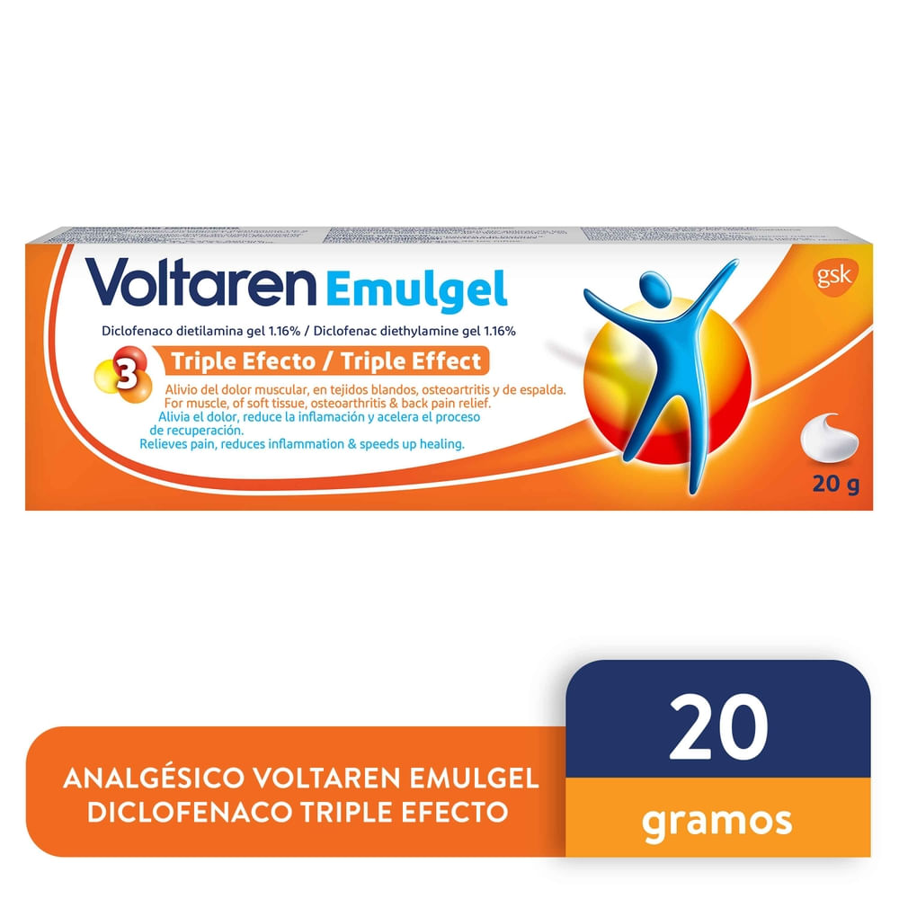 Gel Voltaren emulgel triple acción - 20 g-Precio indicado por dolor cuerpo