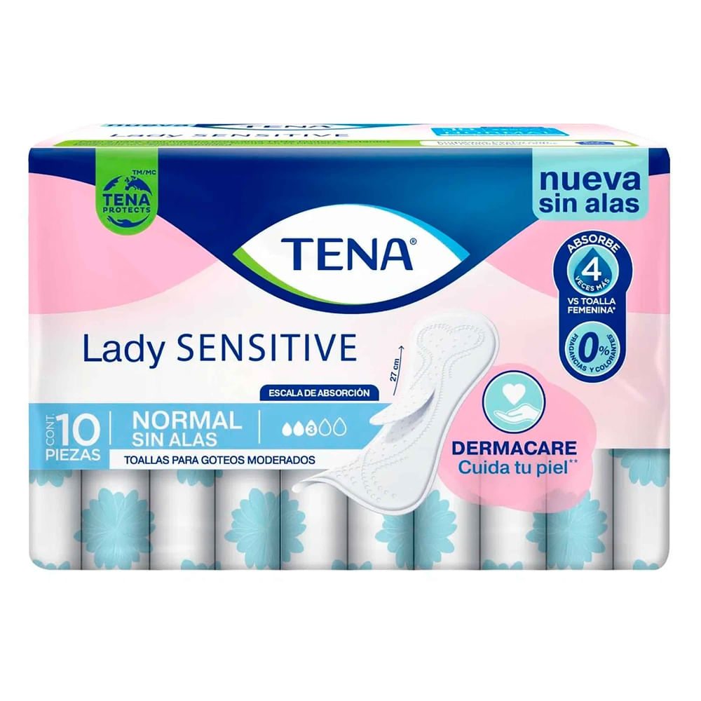 Toallas Tena Lady sensituve sin alas - 10 Uds-Precio indicado por toalla incont/ligera