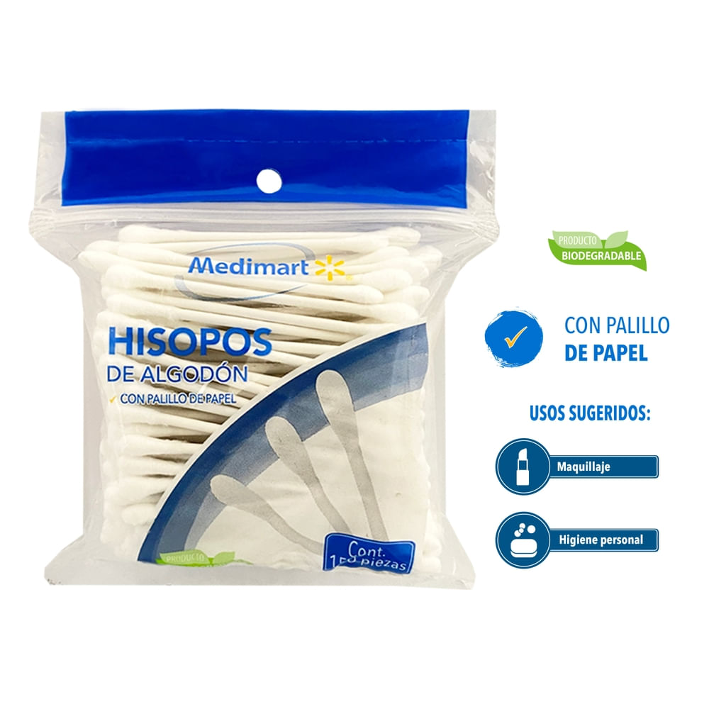Hisopos De Algodón Medimart Bolsa - 150Uds-Precio indicado por hisopo 100/300 und