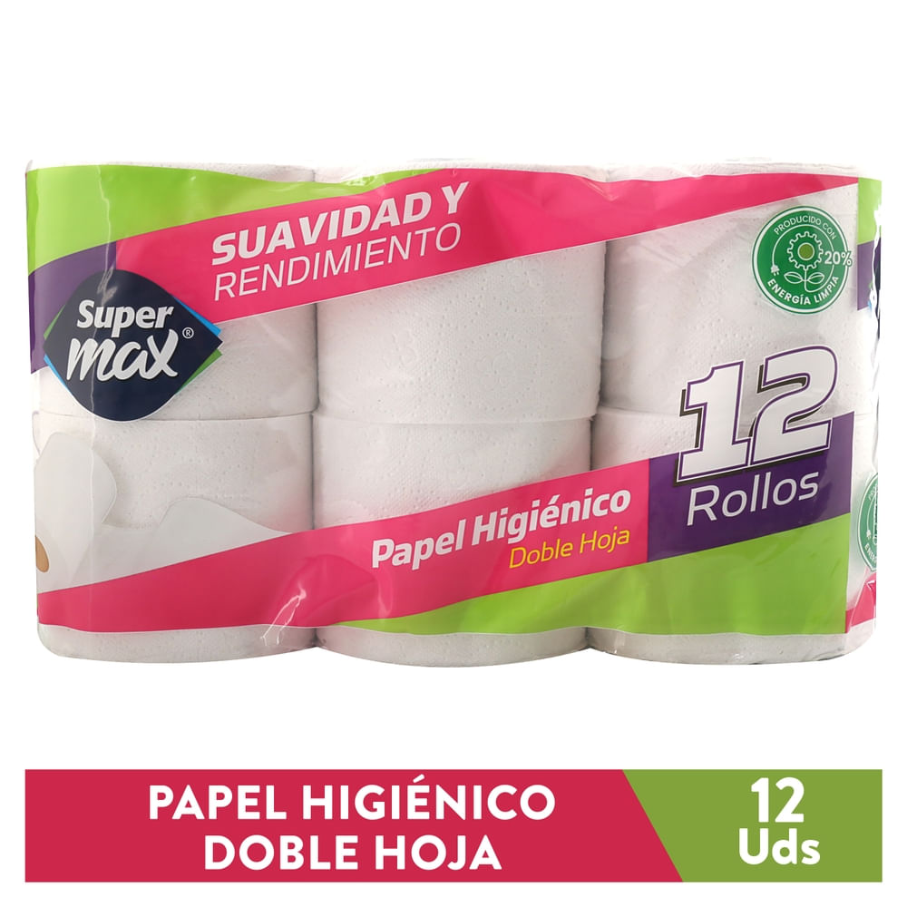 Papel Higiénico Supermax Doble Hoja - 12 Rollos