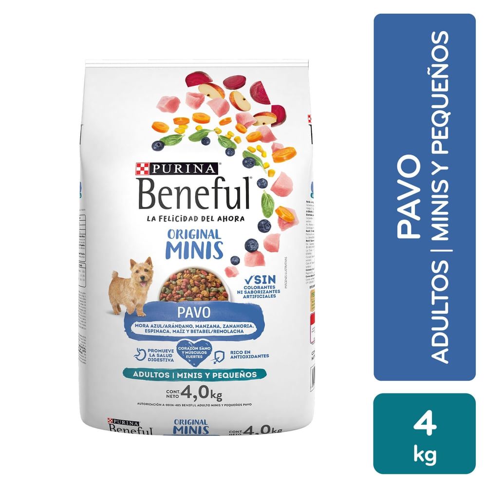 Comida Purina Beneful para perro adulto minis y pequeño sabor pavo - 4 kg