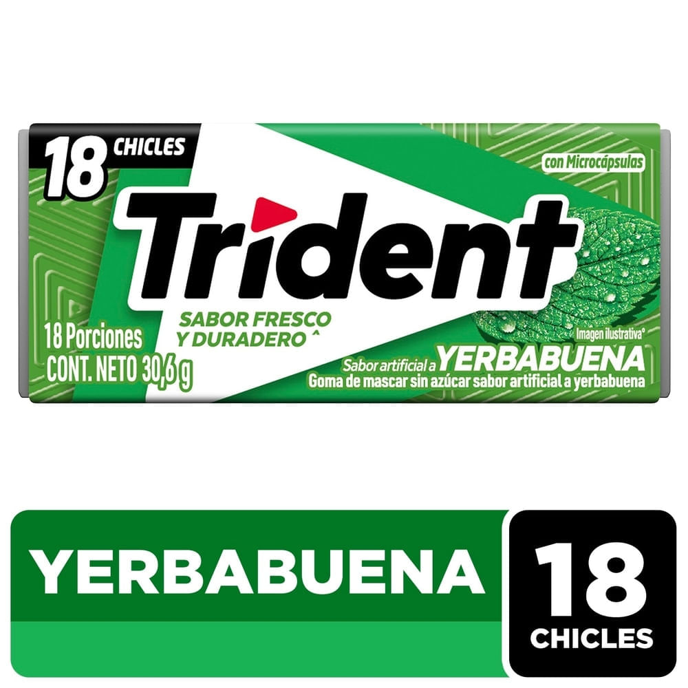Goma De Mascar Trident Sabor Yerbabuena 18 unidades - 30.6 g