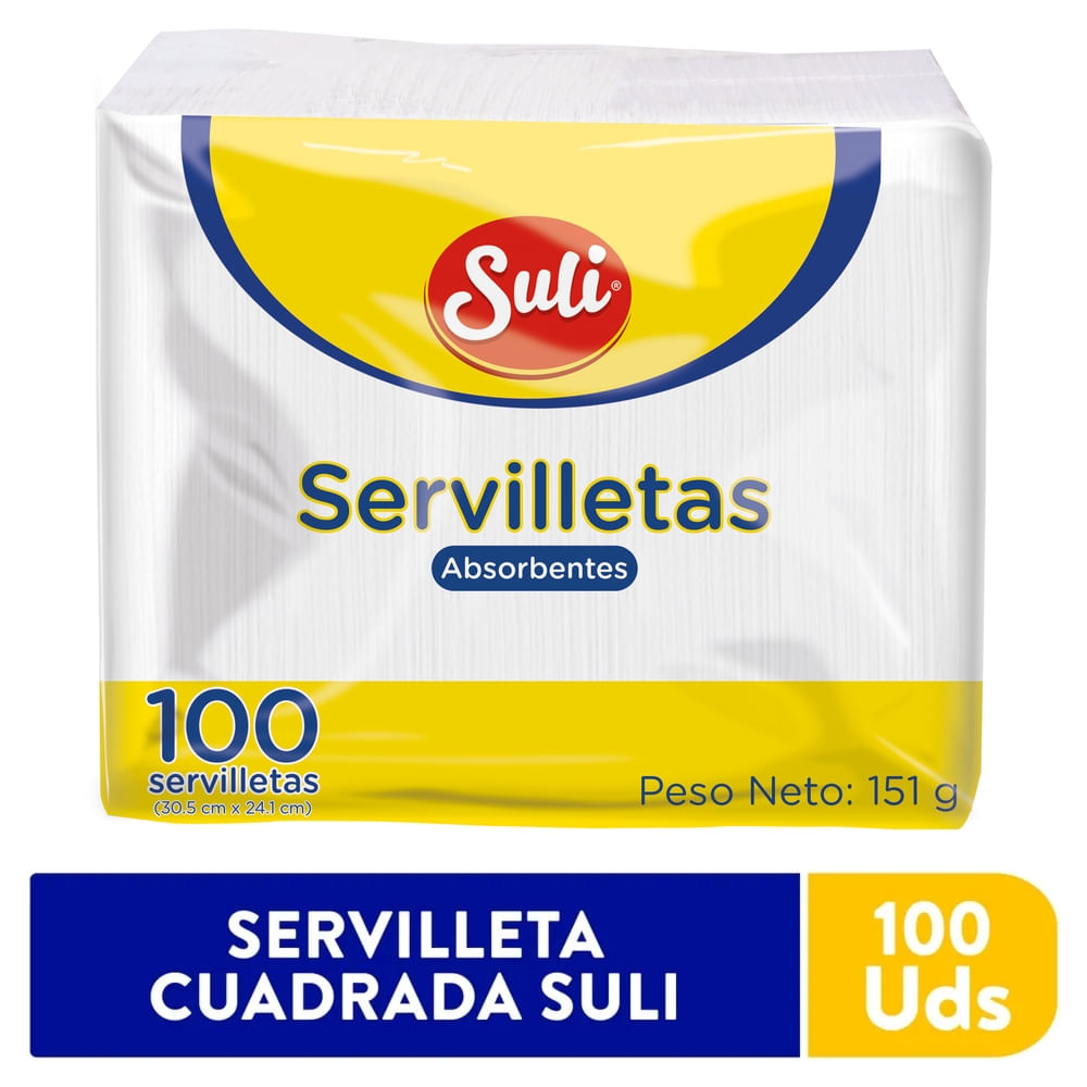 Servilleta Suli Blanca Cuadrada - 100 Unidades