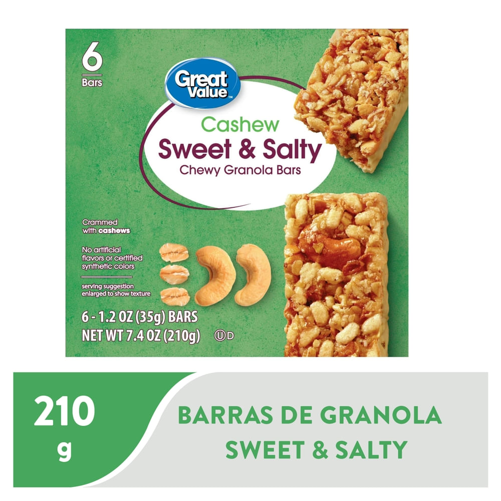 Barras De Granola Great Value Marañón 6 PACK - 210 g
