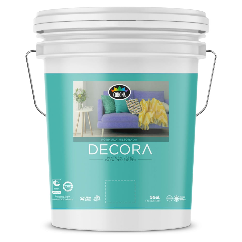 Pintura Latex Decora Para Interiores Formula Mejorada Color Teja En Cubeta - 5 Galones