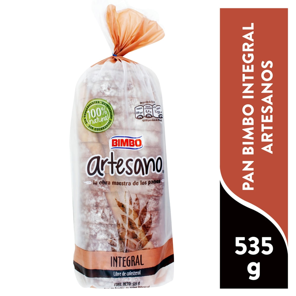 Pan Bimbo Integral Artesano - 535 g
