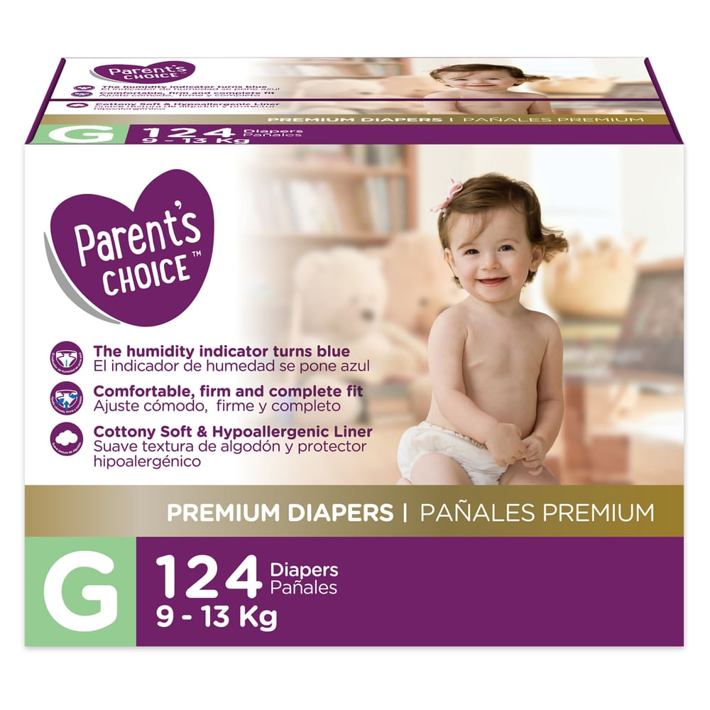 Pañales Parent's Choice Premium Talla G - 124 Uds
