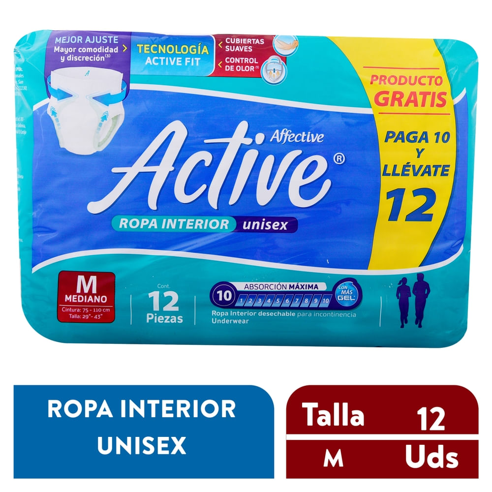 Pañal para adulto Affective Active pants talla M - 12 Uds-Precio indicado por panal incont/moderad
