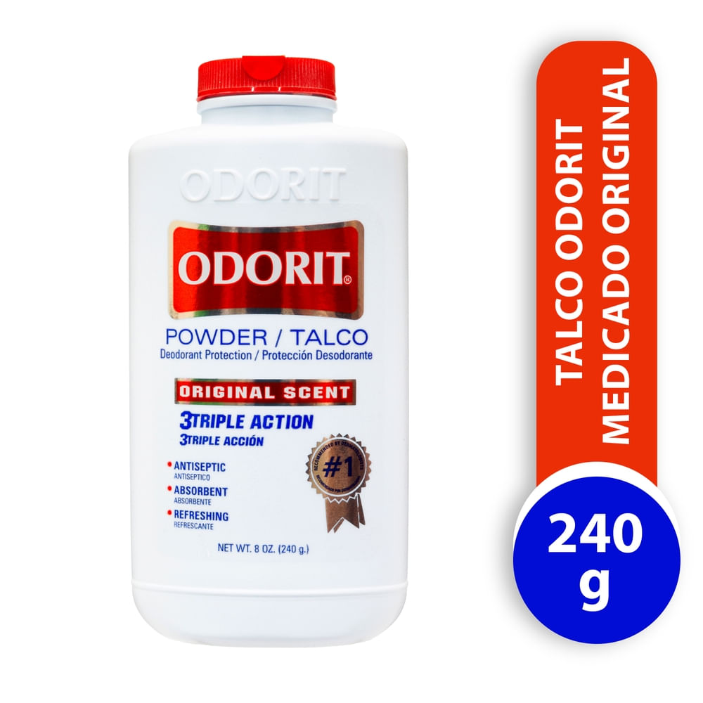 Talco Odorit Medicado Original - 240 g 102-Precio indicado por talco p/pies otc