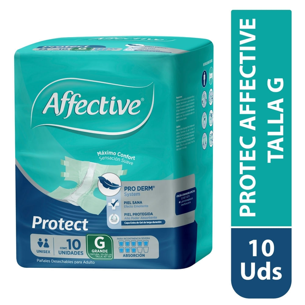 Pañal Incontigencia Affective Protect Talla G- 10 Unidades-Precio indicado por panal incont/severa