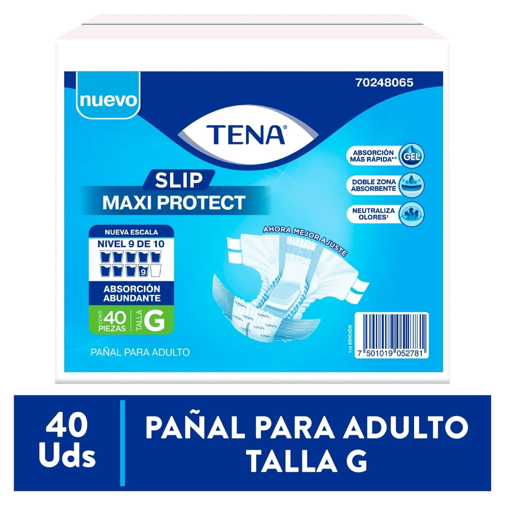 Pañal para adulto Tena slip maxi protect talla G - 40 Uds-Precio indicado por panal incont/severa