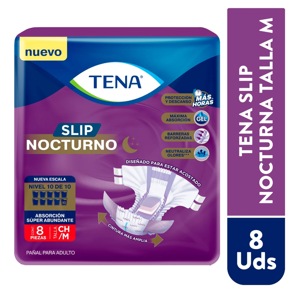 Protectores Anatómicos Tena Slip Nocturno Mediano - 8 Uds-Precio indicado por panal incont/severa