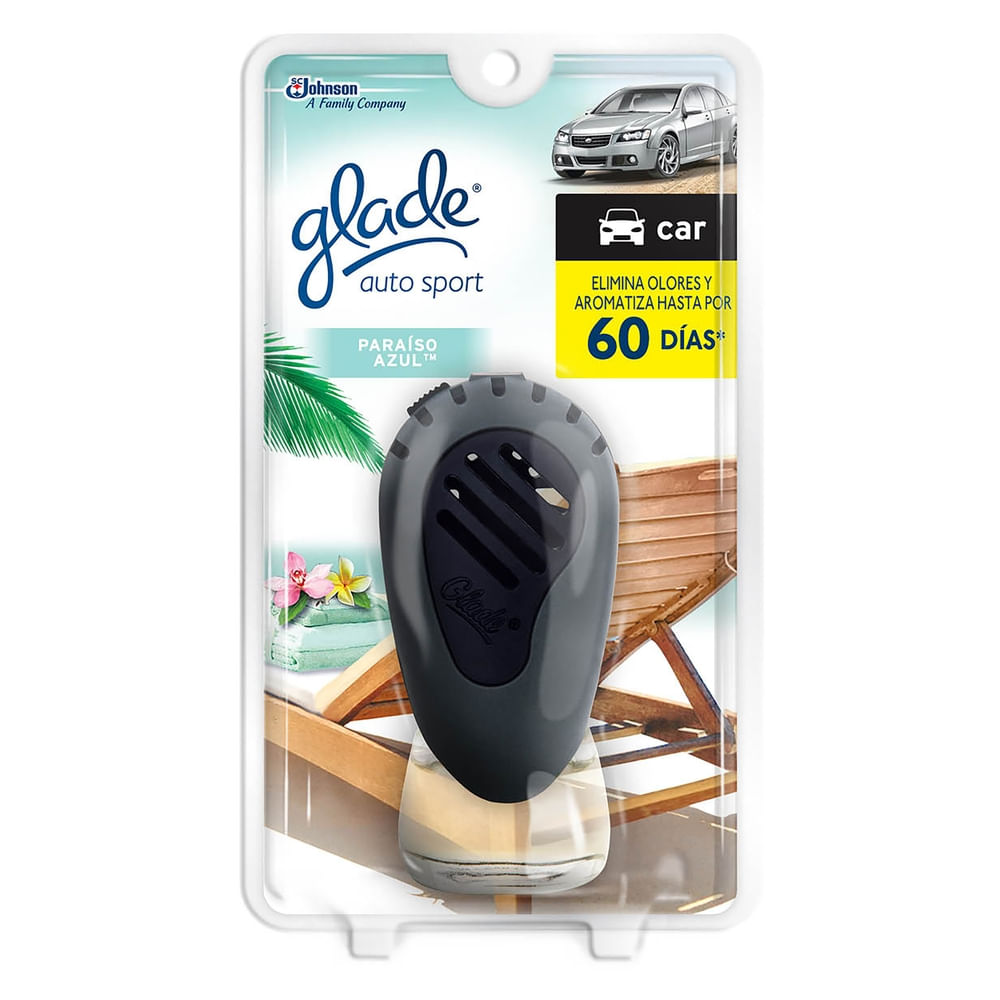 Aromatizante Glade Auto Sport Aparato Paraiso Azul - 7ml