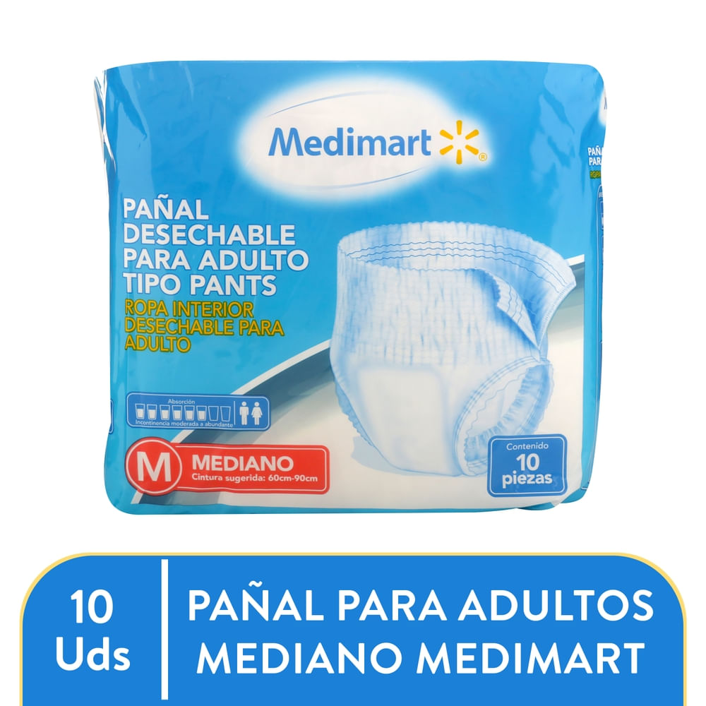 Pañal para adulto Medimart pants talla M - 10 Uds-Precio indicado por panal incont/moderad