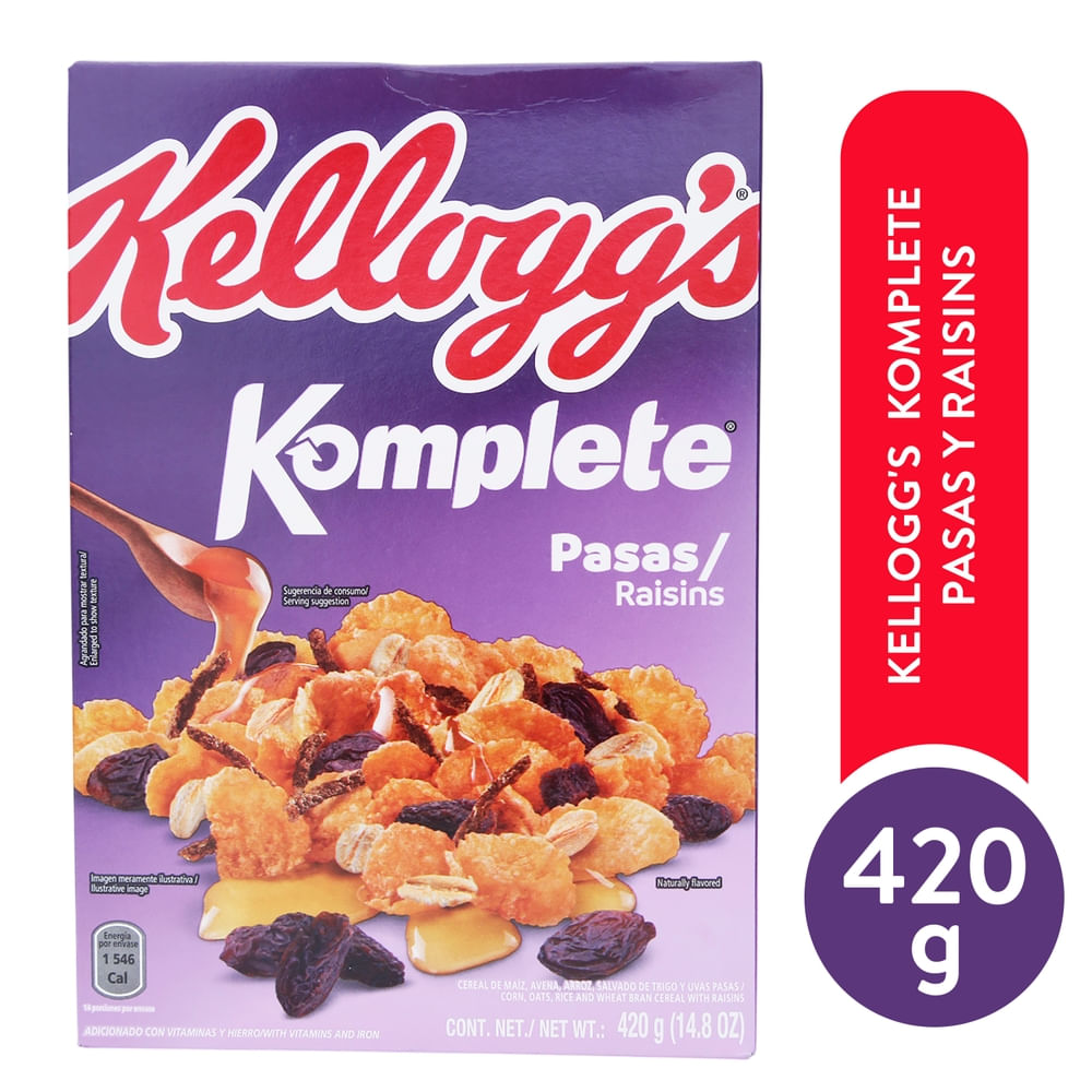 Cereal Komplete con pasas kelloggs - 420 g