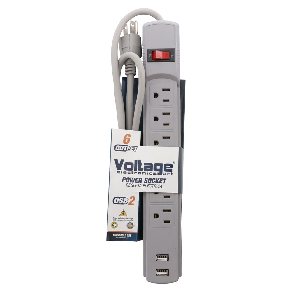 Extension Eléctrica Hyper Tough de Uso Rudo Color Gris de 6mt
