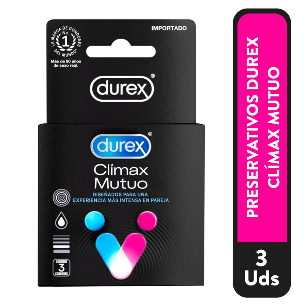 Condones Durex Clímax Mutuo Regular Látex Natural, Lubricante A Base De Silicona - 3Uds-Precio indicado por preservativos