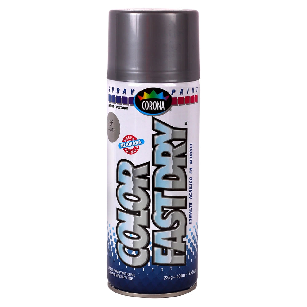 Pintura En Spray Corona Fast Dry Color Plata - 400ml