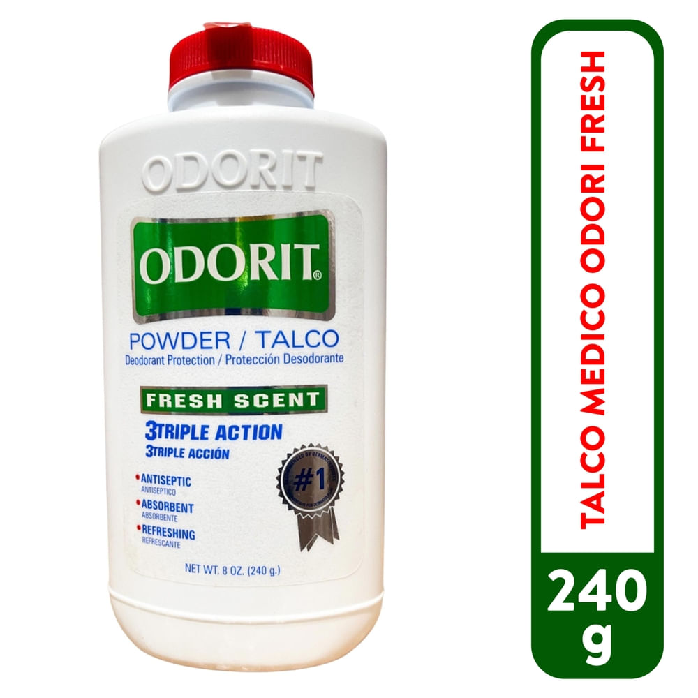 Talco medicado Odorit fresh -240 g-Precio indicado por talco p/pies otc