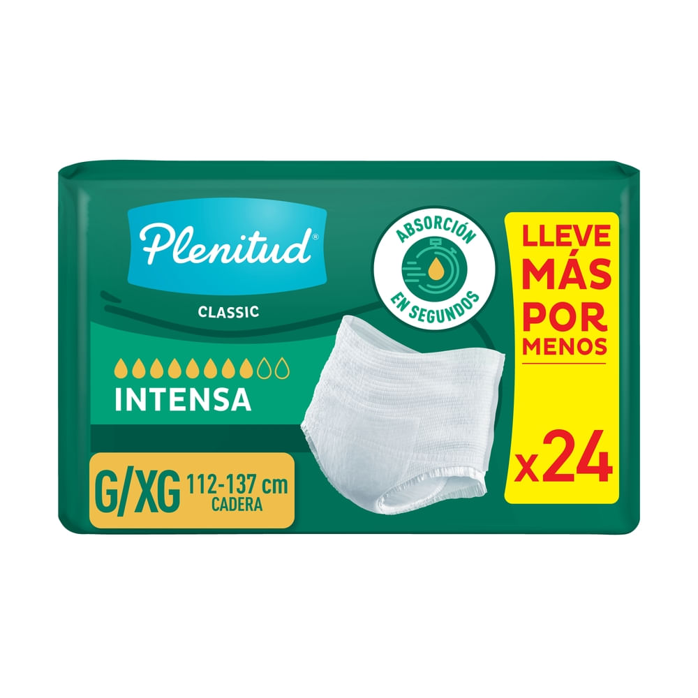 Pants Desechables para Adulto Plenitud Classic G/XG - 24 Unidades-Precio indicado por panal incont/moderad