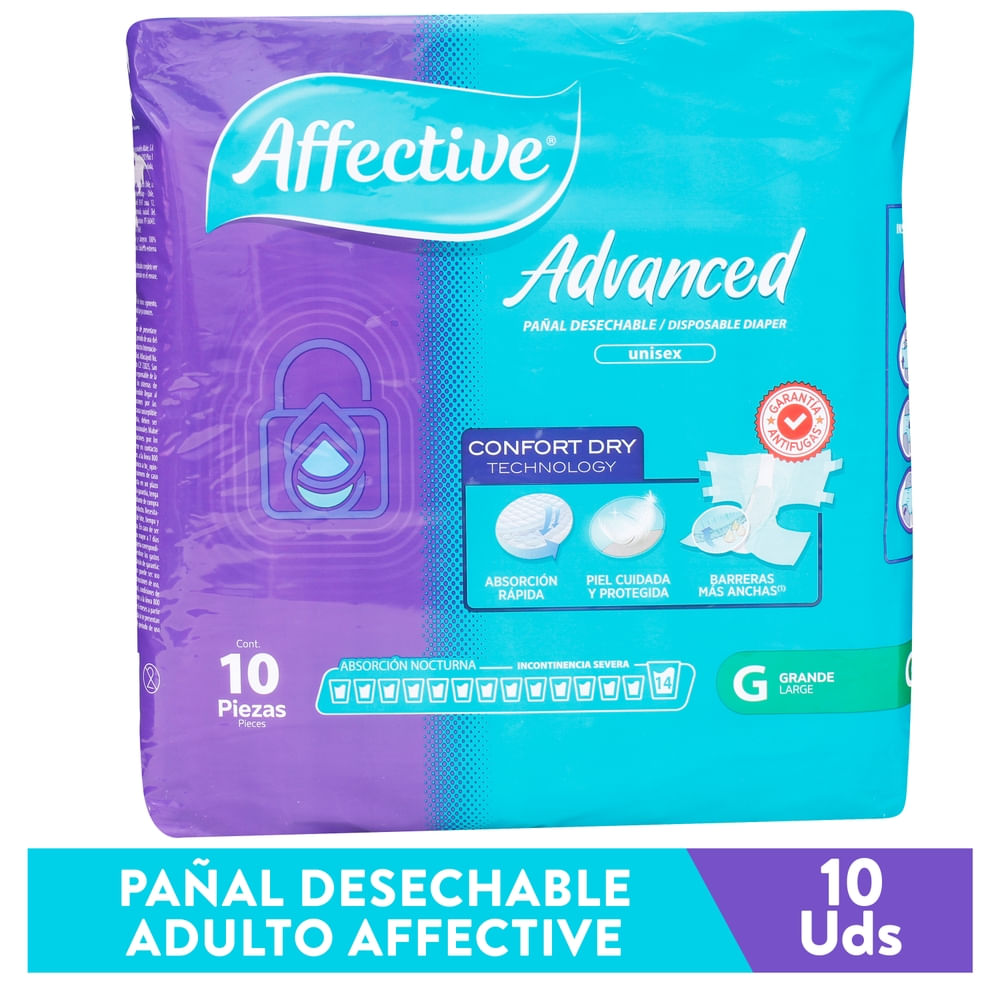 Pañal Affective Advanced Grande - 10 Unidades-Precio indicado por panal incont/severa
