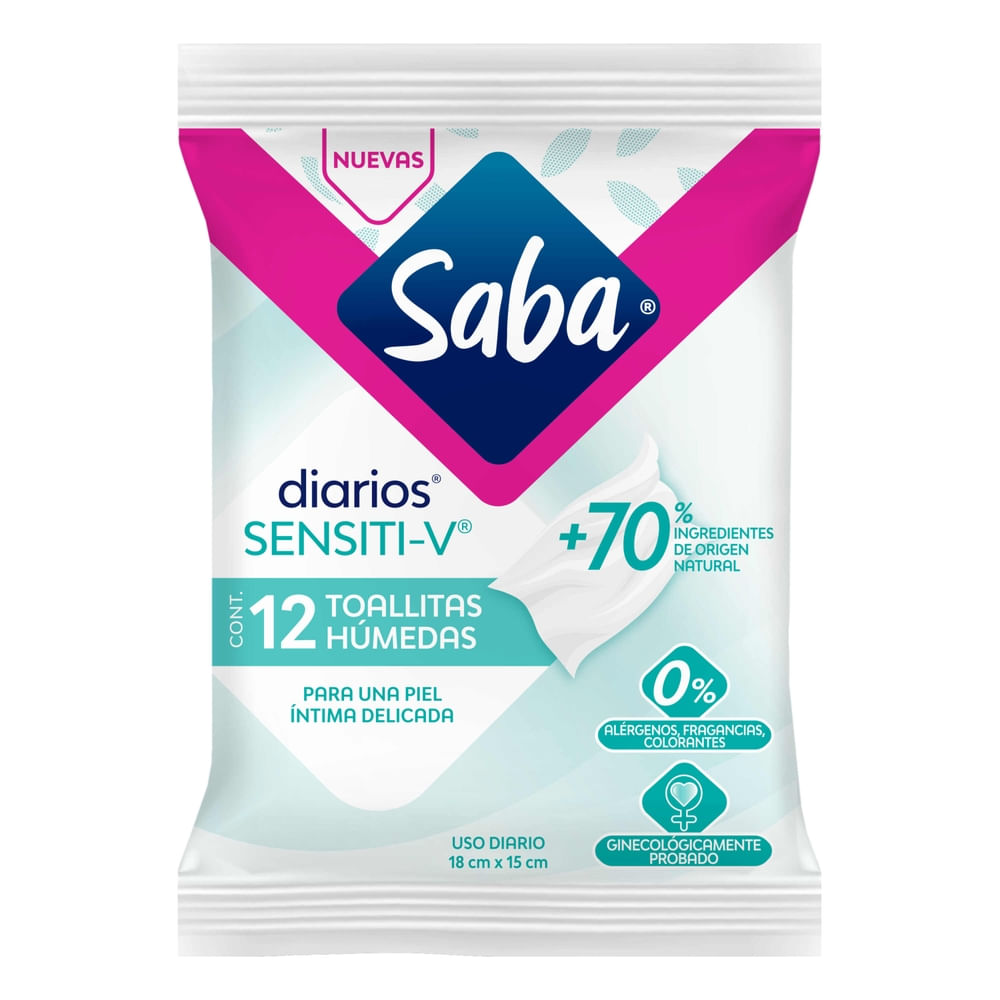 Toallas Húmedas Saba Sensitiv - 12 Uds