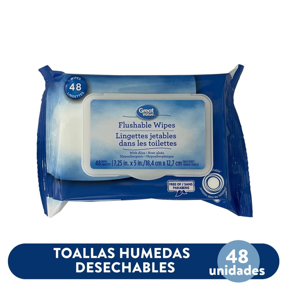 Papel higiénico húmedo Great Value - 48 Uds