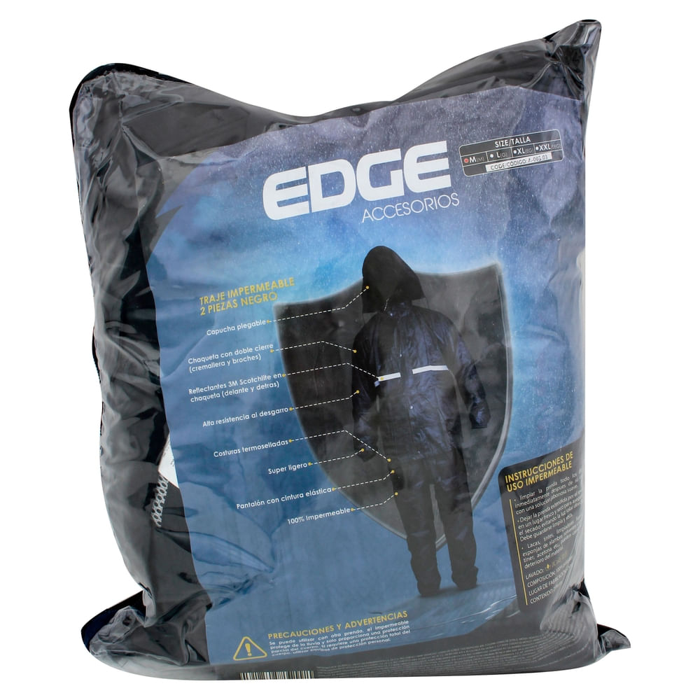 Traje impermeable para moto Edge negro talla M