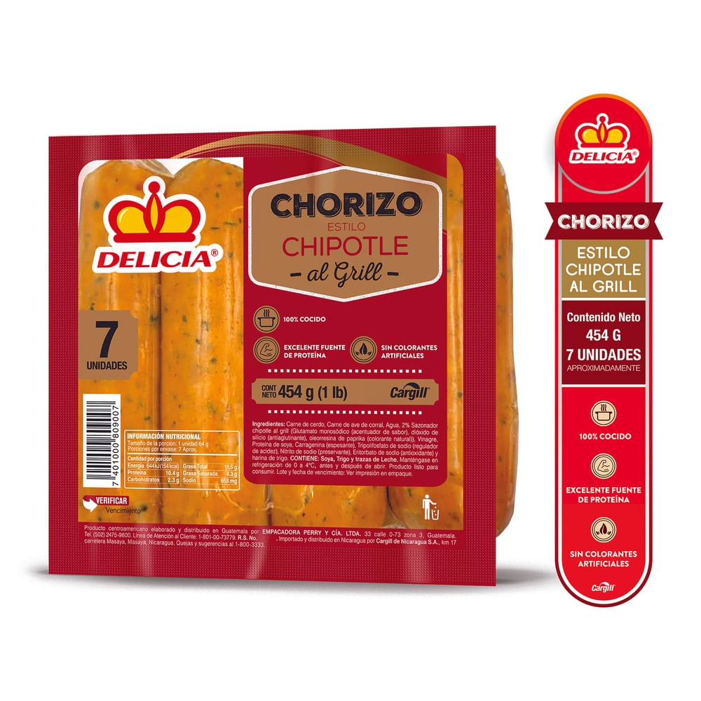 Chorizo Delicia Chipotle al Grill - 454 g