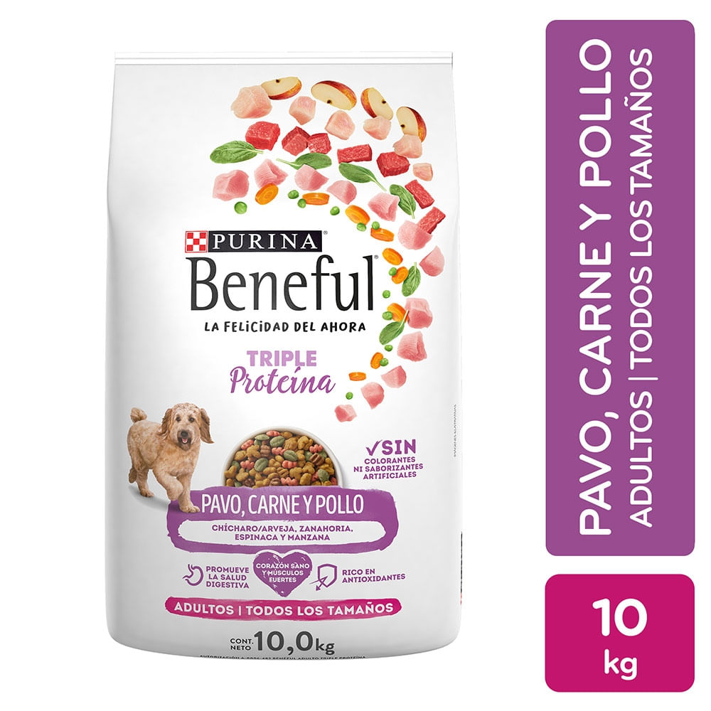Comida Purina Beneful para perro adulto sabor triple proteína - 10 kg
