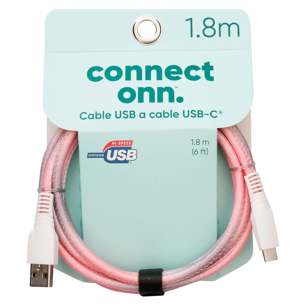 Onn Cable C A Rosado Usb 1M Con Luz