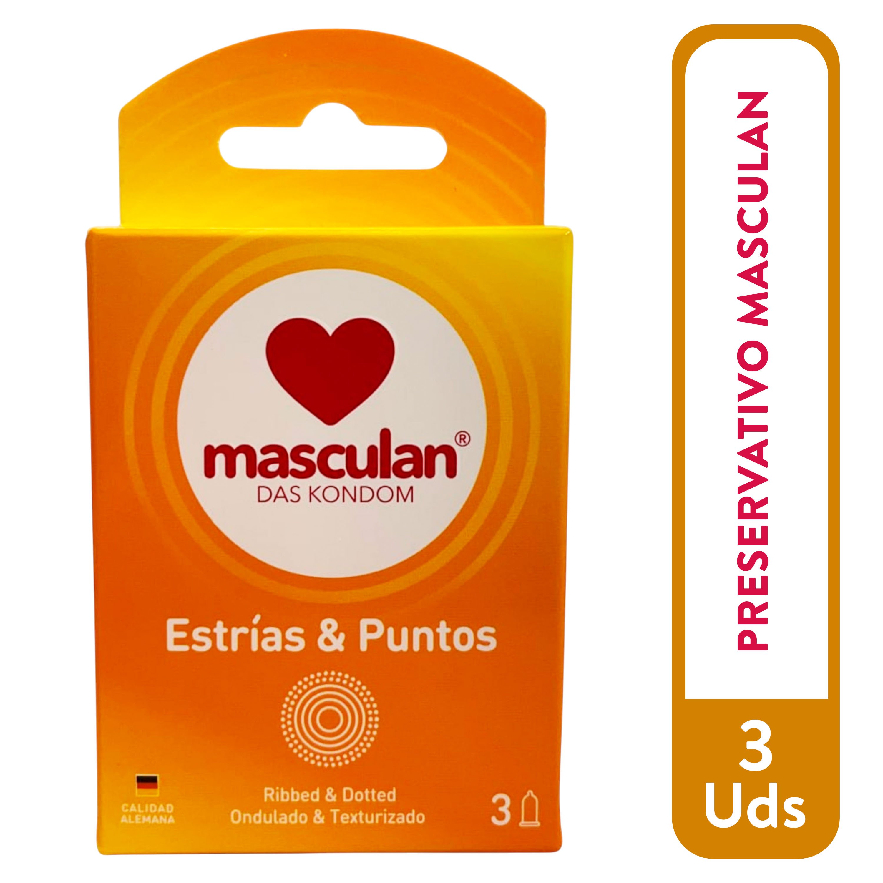 Masculan Puntos y Estri 3 Preservativos-Precio indicado por preservativos