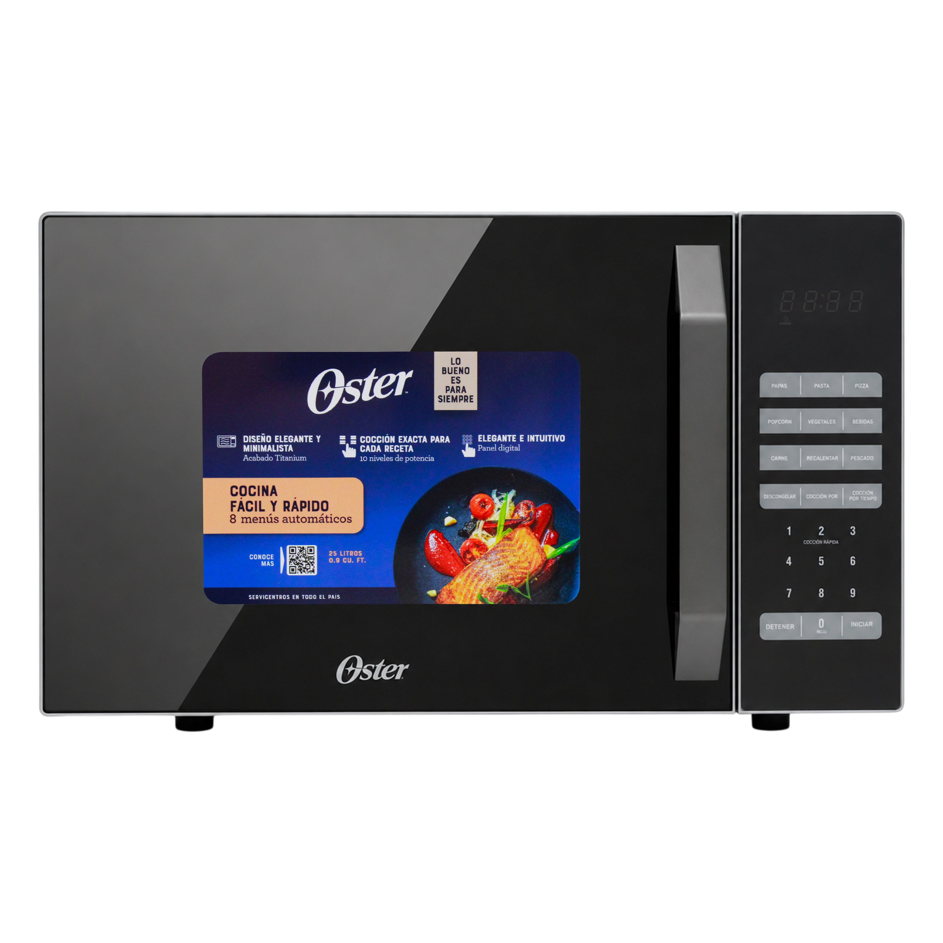 Microondas Oster de 0.9 pies cúbicos y capacidad de 25 L