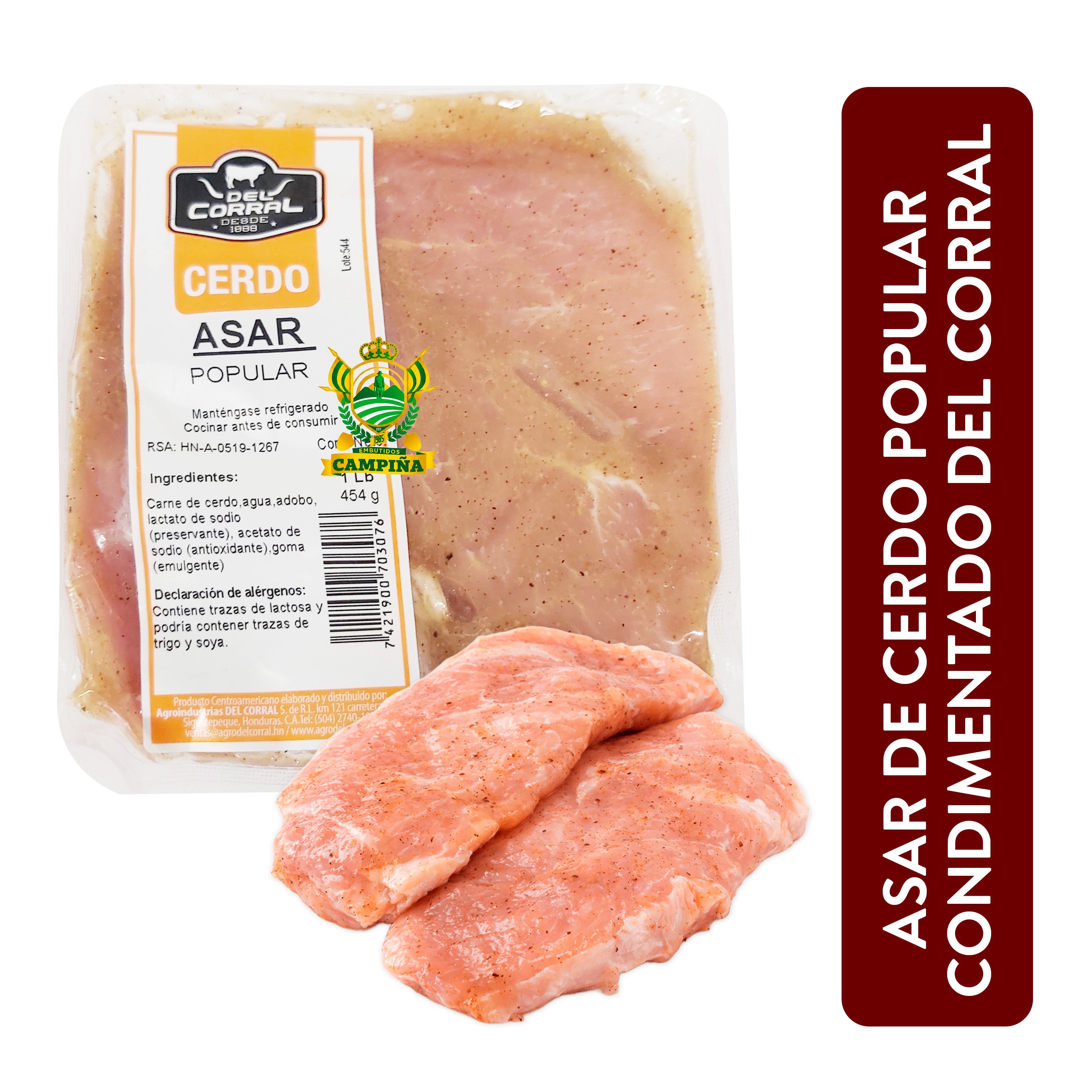 Carne Para Asar Del Corral Condimentada Popular Fresco Paquete- Unidad