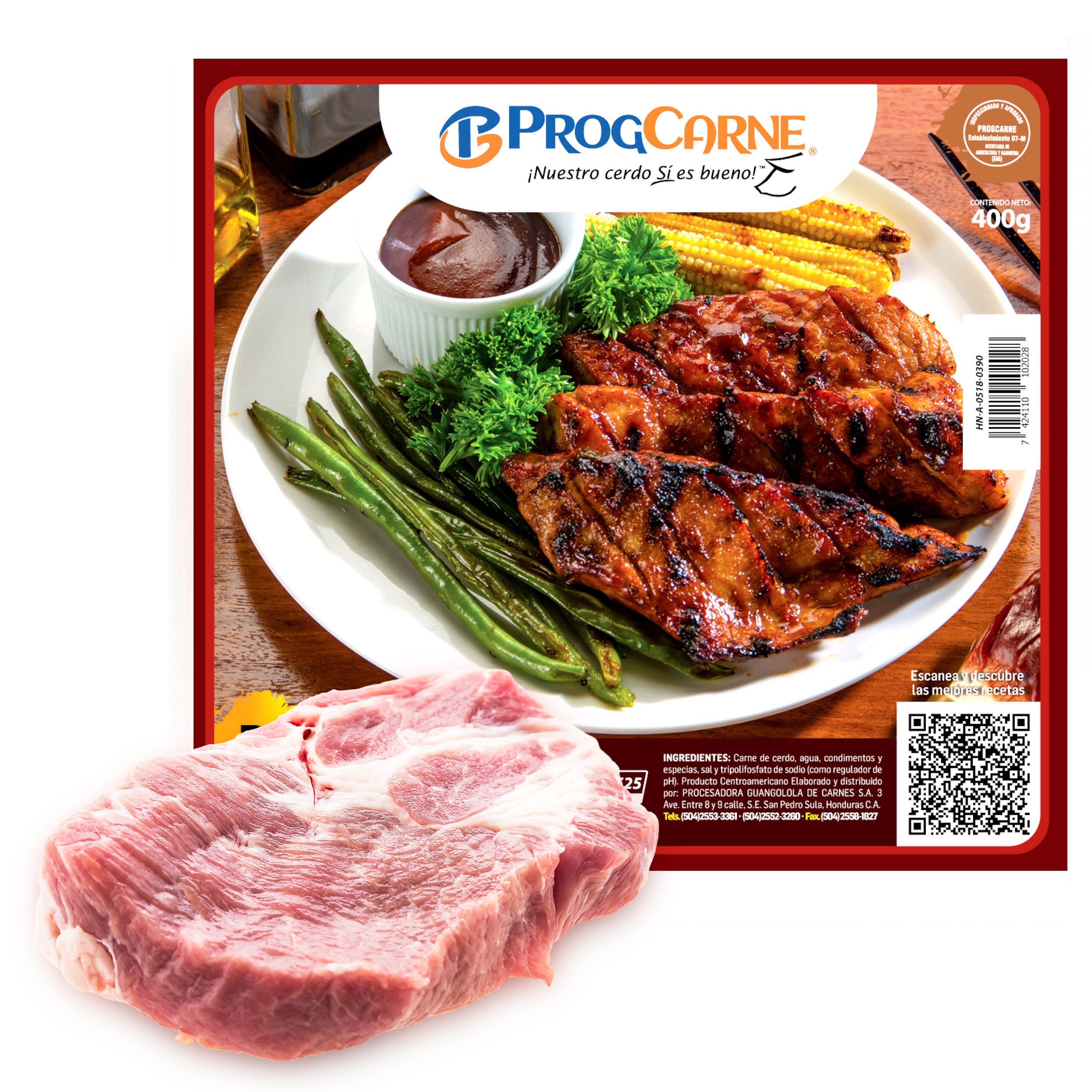 Carne Para Asar De Cerdo Progcarne Barbacoa Fresco Paquete- 400 g